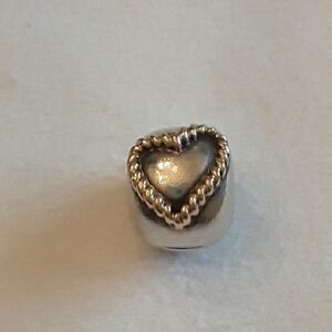 Pandora Braided Heart clip charm in sterling silver with 14k gold accents